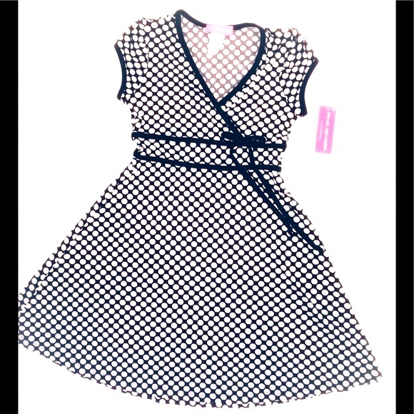 NEW PINK GINGER Polka Dot Black/White Dress-Sz 10 - Picture 1 of 3